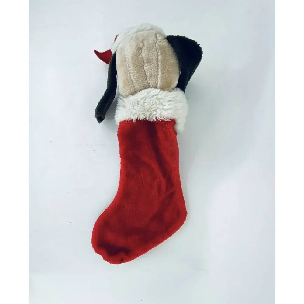 BJ Toy Co Dog Christmas Stocking 3D Plush VTG